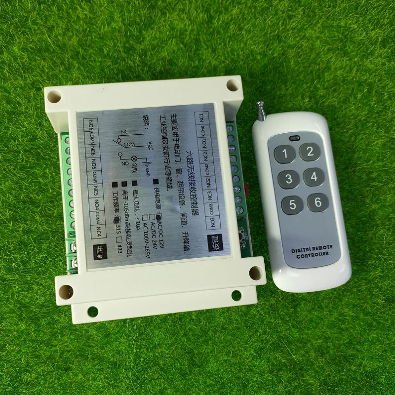 DC 12V 24V 36V 6CH RF Wireless Remote Control Switch System 10A Relay Receiver + 6 Button Transmitter