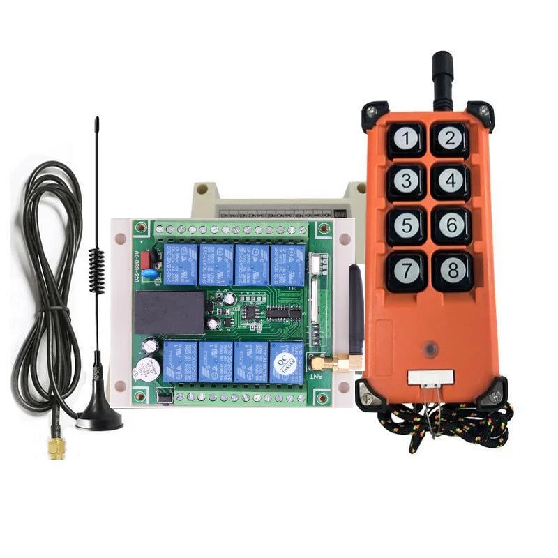 Industrial 200-3000m Universal AC110V 220V 265V 8CH 8Way RF Wireless Remote Light Control switch Receiver Transmitter 433MHZ