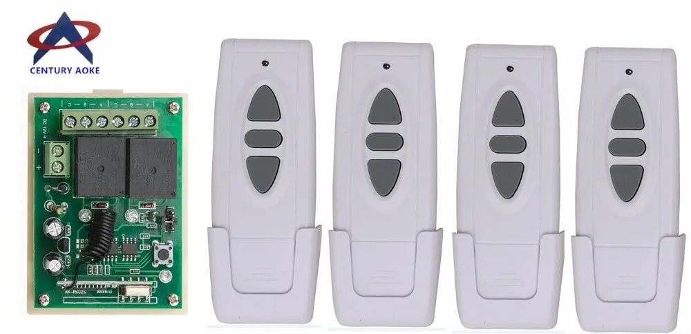 DC 12 V Wireless Motor Remote Switch Controller Forwards Reverse Up Down Stop Wall Transmitter Manual Button Limit Switch