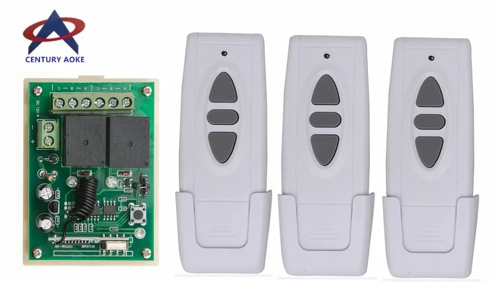 DC 12 V Wireless Motor Remote Switch Controller Forwards Reverse Up Down Stop Wall Transmitter Manual Button Limit Switch