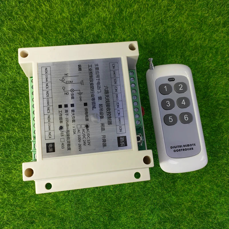 DC 12V 24V 36V 6CH RF Wireless Remote Control Switch System 10A Relay Receiver + 6 Button Transmitter