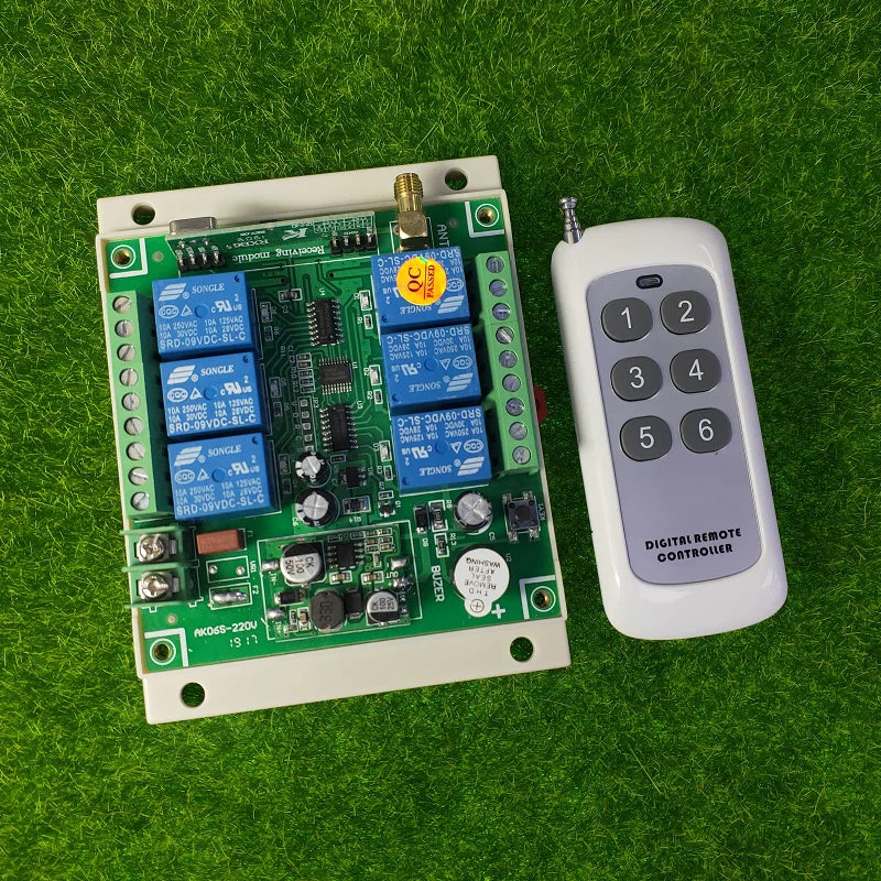 DC 12V 24V 36V 6CH RF Wireless Remote Control Switch System 10A Relay Receiver + 6 Button Transmitter