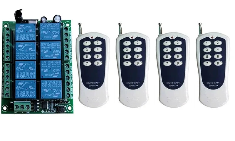 DC12V 24V 8CH 8 Channel Wireless Remote Control LED Light Switch Relay Output Radio RF Transmitter And 315/433 MHz Receiver