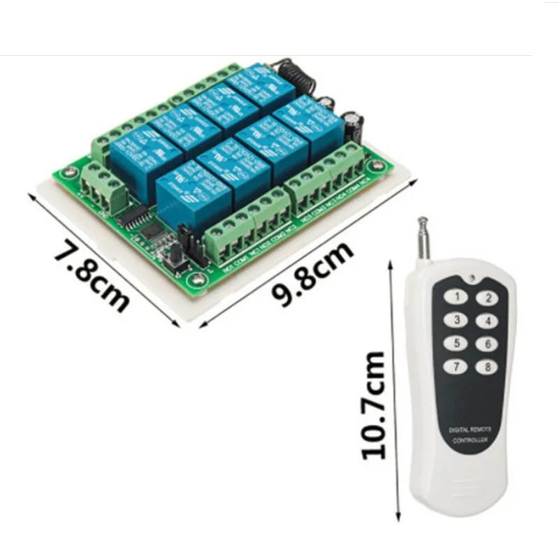 DC12V 24V 8CH 8 Channel Wireless Remote Control LED Light Switch Relay Output Radio RF Transmitter And 315/433 MHz Receiver